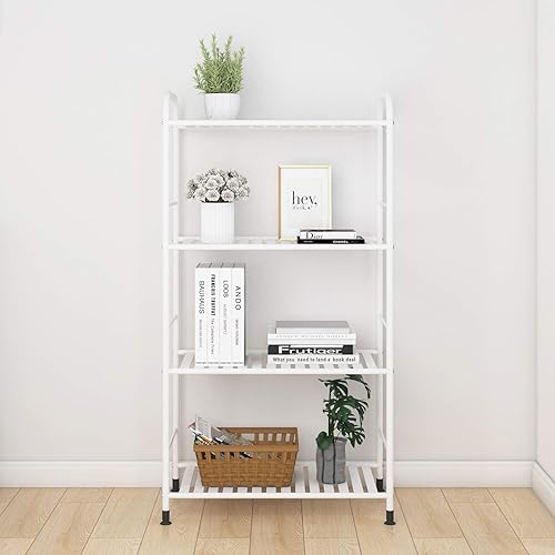 Miniatura 4 de JSB Estantería ajustable de 3 niveles, organizador de almacenamiento resistente, estante esquinero de metal para cocina, sala de estar, lavandería,