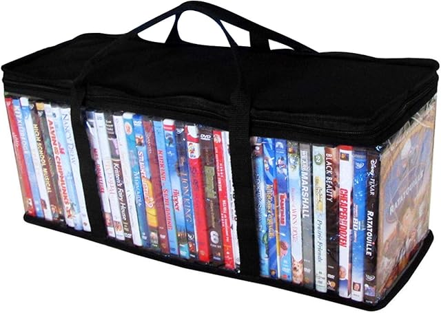 DVD Disc CD Media Clear Storage Bags, Media Storage Bags | Easy to Carry Album Organizer Convenient Travel Case for Media, Movies, Video Games, Stackable