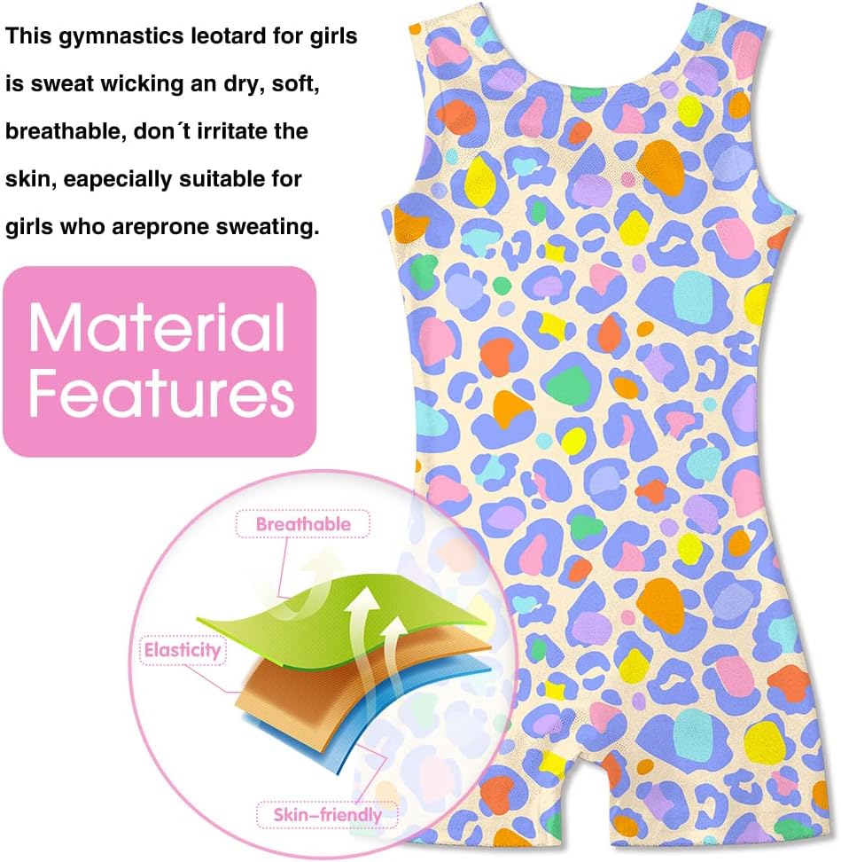 uideazone Gymnastics Leotards for Girls Sparkly Ballet Unitard with Shorts One-Piece Biketards Outfits for Toddler 2-9T - Image 5
