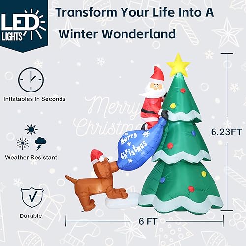 Miniatura 3 de Decoraciones inflables de árbol de Navidad de 6.3 pies para exteriores, decoraciones de patio de Navidad inflables con luces LED, estrella de árbol,