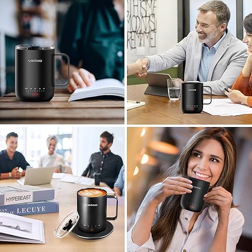 Miniatura 4 de vsitoo S3pro - Taza inteligente de control de temperatura 2 con tapa, taza de café autocalentable de 14 onzas, duración de la batería de 90 minutos,