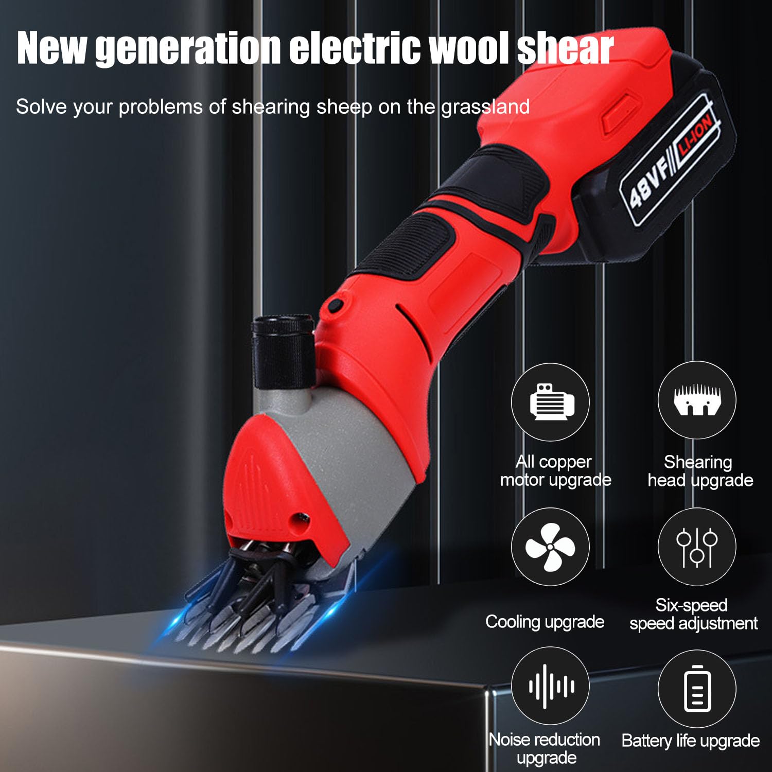 Cortapelos Eléctricos Inalámbricos para Ovejas, Máquina De Corte Profesional De 800 W con 6 Velocidades Ajustables, Cortapelos para El Cuidado De Animales para Cabras, Ganado, Caballos, Granjas
