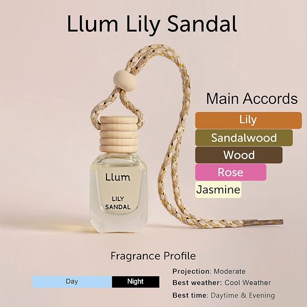 Llum Lily Sandal Hanging Car Air Freshener – Luxury Automotive Perfume Diffuser 10ml (0.34 fl oz), Long-Lasting Fragrance, Alcohol-Free Non-Toxic Scent - 3