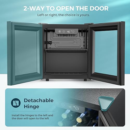 Miniatura 3 de EUHOMY Refrigerador de bebidas para 55 latas, mini refrigerador con puerta de vidrio para bebidas de cerveza, vinos, refrigerador independiente de