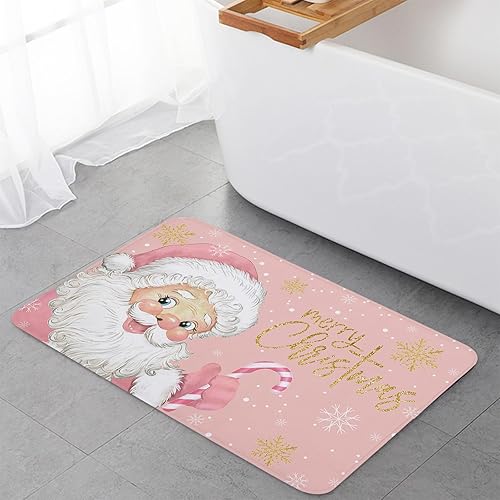 Miniatura 5 de Juego de 2 tapetes de cocina con texto en inglés "Merry Christmas", de Papá Noel con caramelos, antifatiga, cómodo, de espuma viscoelástica,