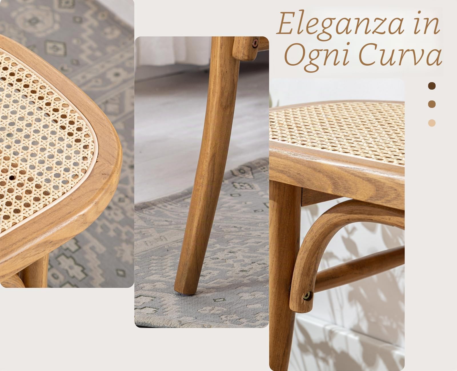 chairus Panche per Soggiorno in Legno Panca da Ingresso Rattan Panca da Pranzo per Cucina (Giallo)