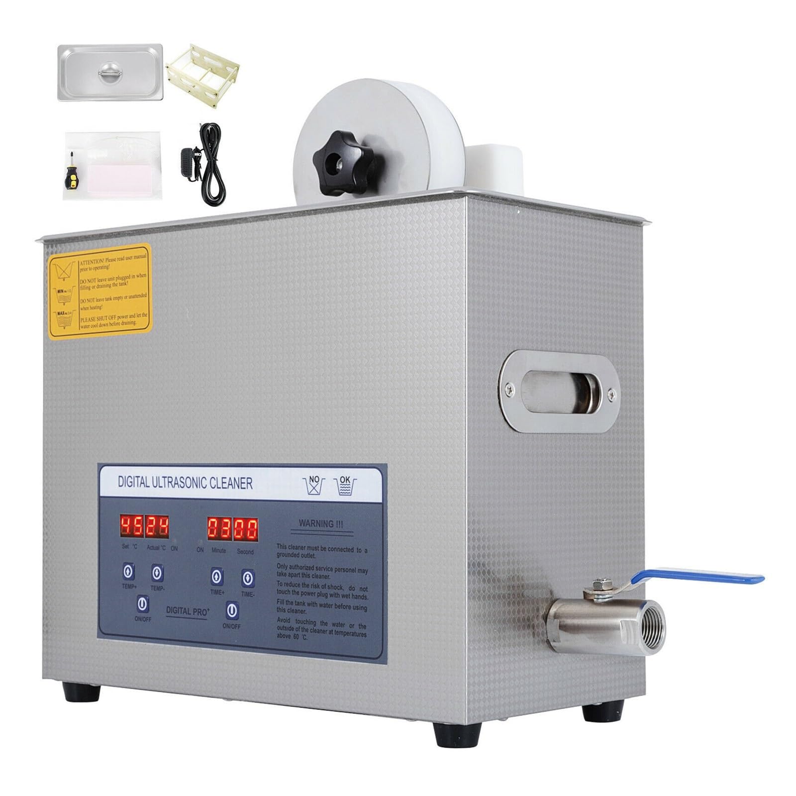 6L Ultradźwiękowy Środek Do Czyszczenia Płyt Winylowych Zmywarka 7-12 Cali Mini Przenośna Pralka Ze Stali Nierdzewnej Z Spinacze Do Prania(200W Heater Power)