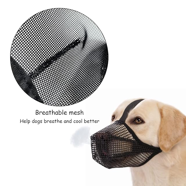 Foto 4 de 6 de 1 Pieza de Protector bucal Negro para Perros, Protector bucal de Malla Transpirable de Nailon