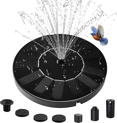 Solar Water Fountain for Bird Bath, 2026 Upgraded Solar Powered Fountain Pump with 6 Nozzle for Outdoor Garden, Pond, Pool, Birdbath
