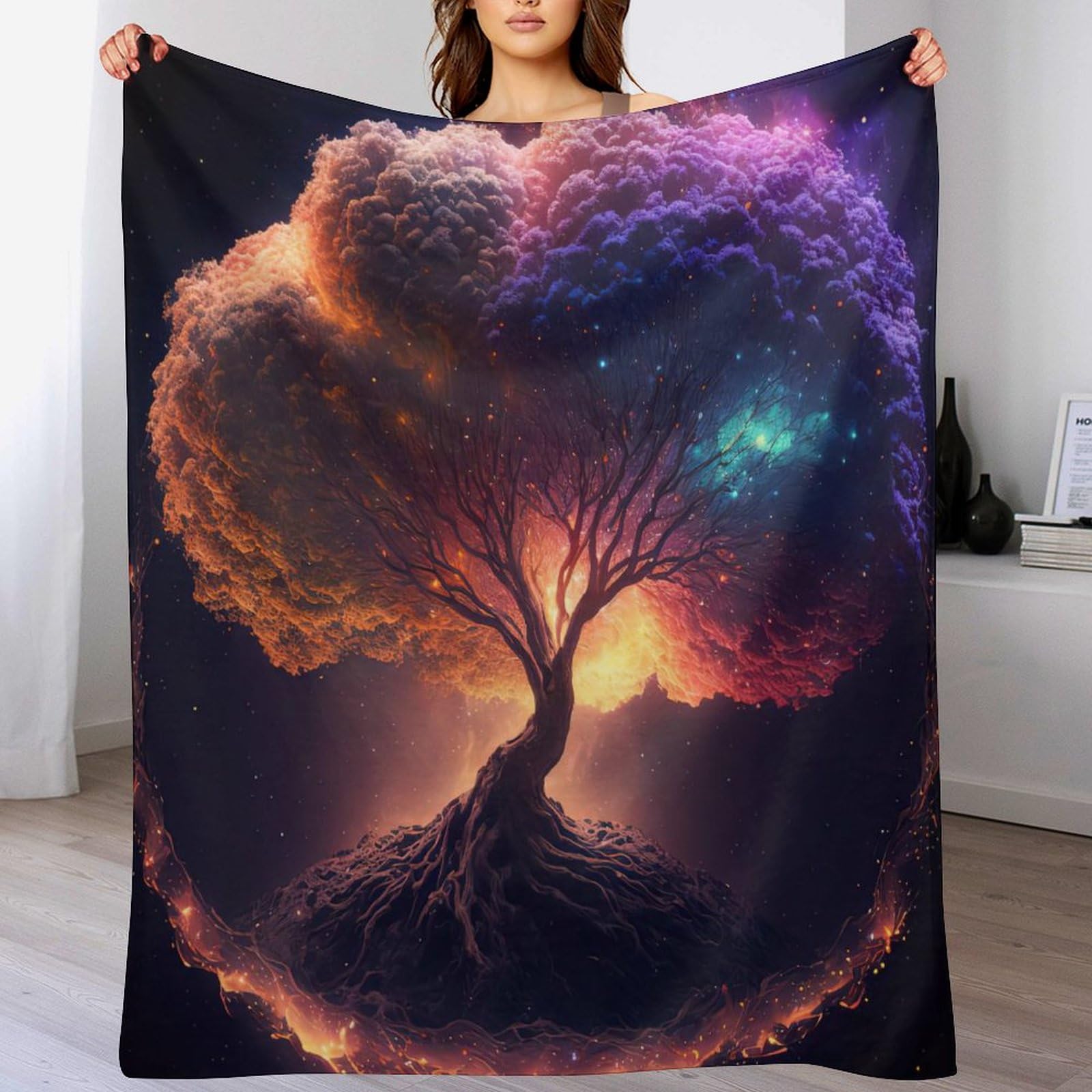 Yggdrasil The Tree Throw Blanket Kids Boys Girls Blankets Printed Throw Fluffy Soft Cozy Plush Blanket for Couch Bed Sofa(130×180cm) — image 1
