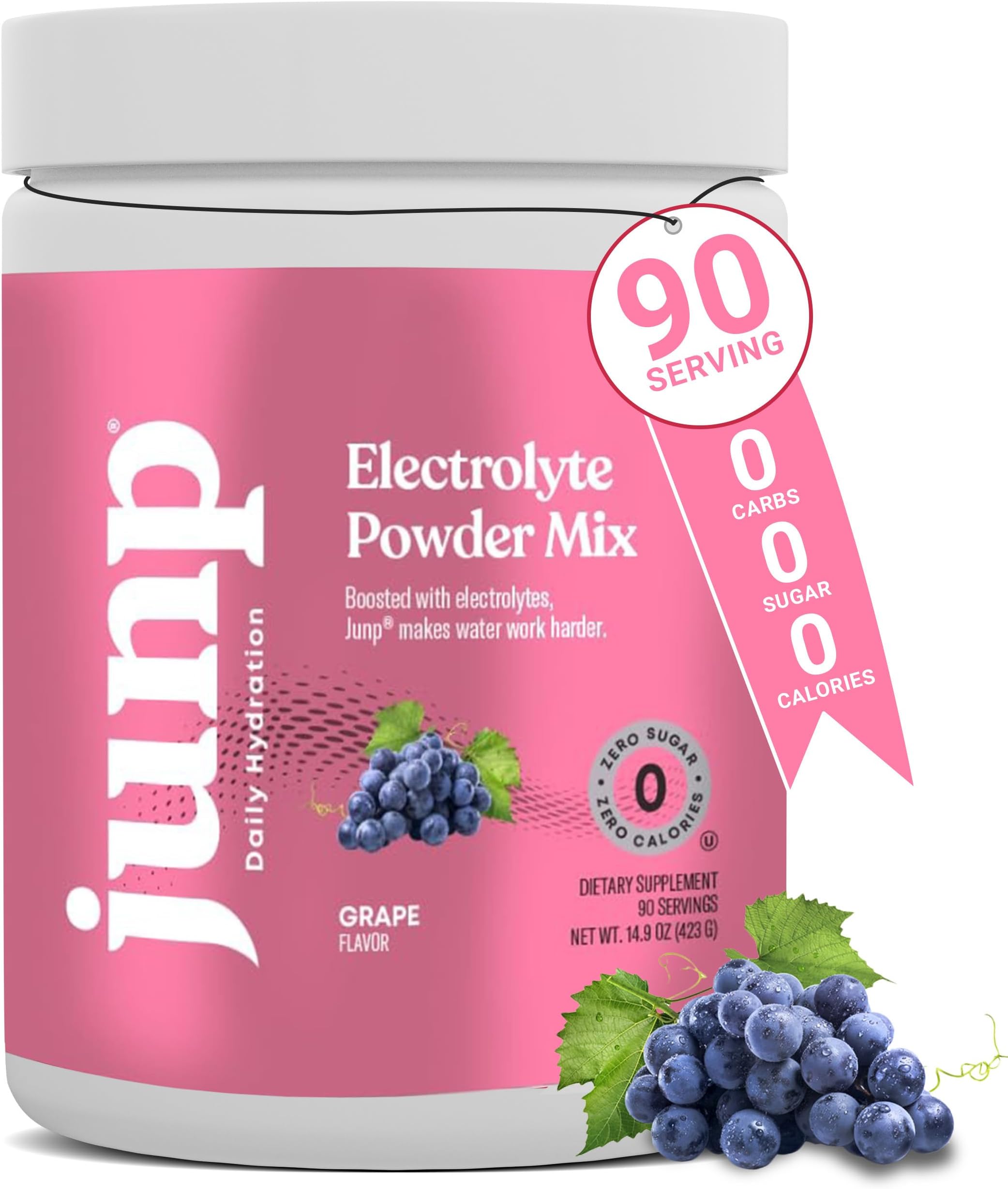 Hydration Electrolyte Powder, Electrolytes Drink Mix Supplement, Zero Calories Sugar and Carbs, Kosher, Grape Flavor, 90 Servings