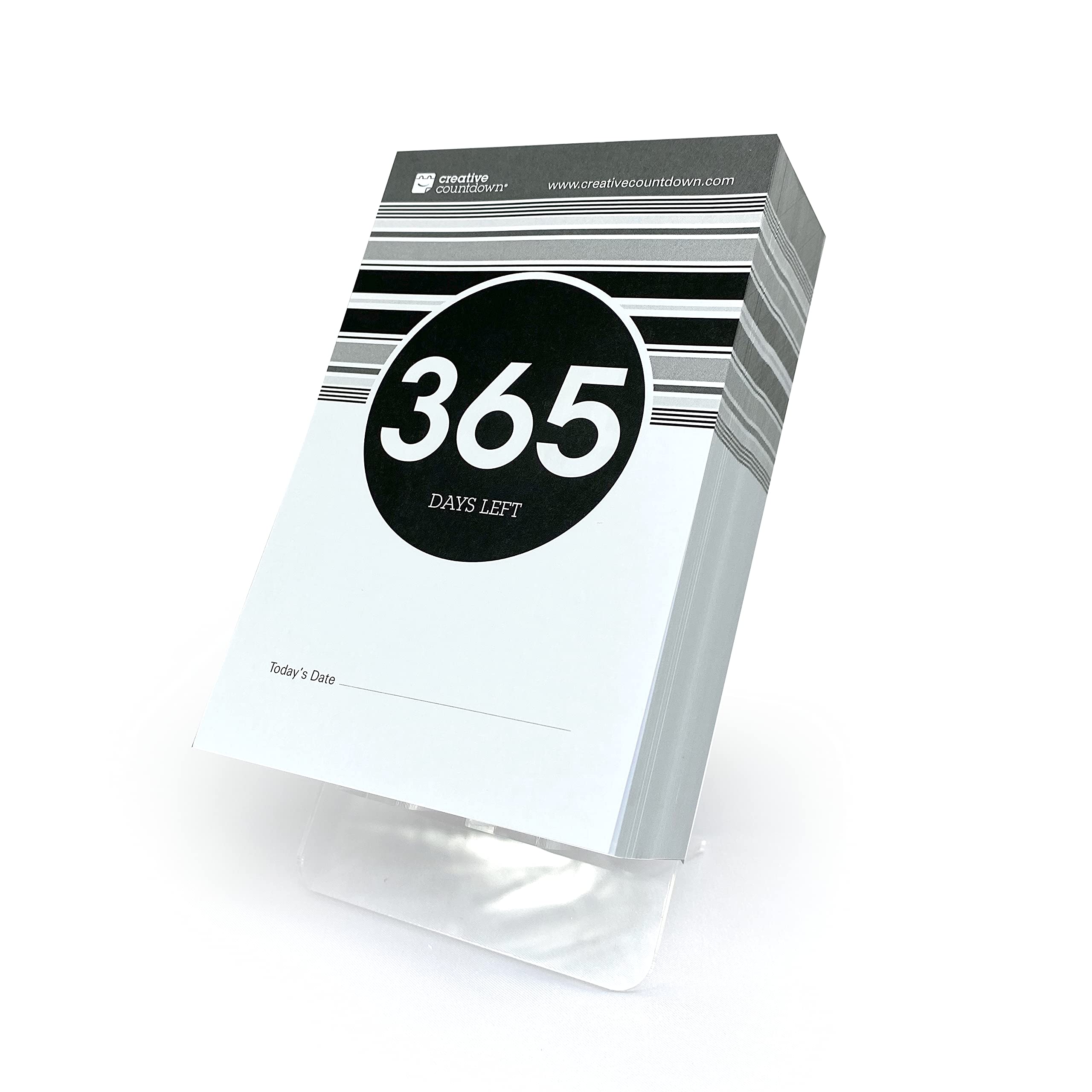 Countdown-Kalender, 1 Jahr (365 Tage), für Veranstaltungen, Ziele und Anlässe, 14,6 x 9,5 cm, schwarz-weiß, abreißbar, Countdown-Kalender, Tisch und Schreibtisch-Einheit, perfekt als Geschenk für