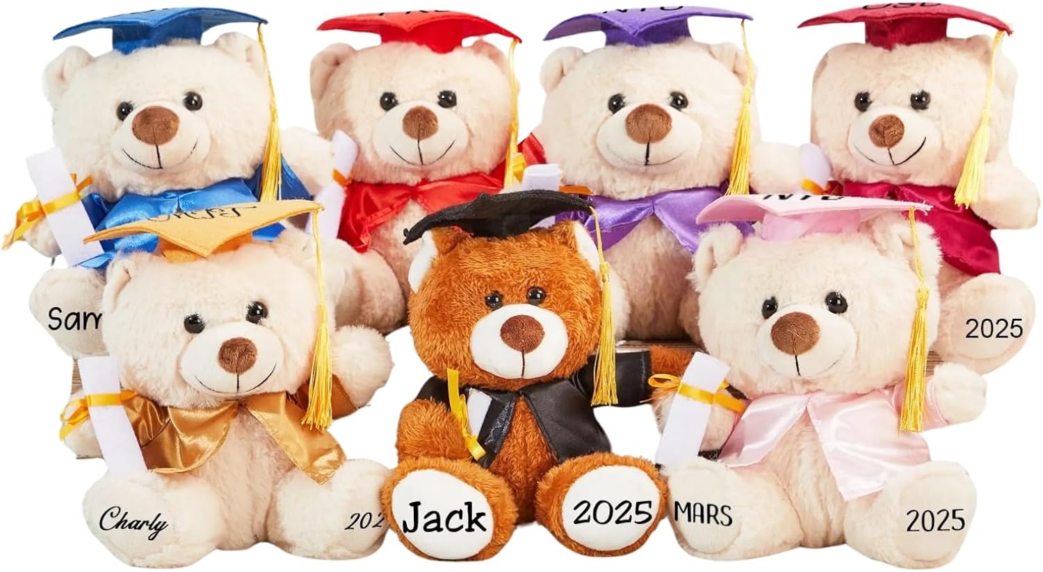 Personalized Graduation Bear Stuffed Animal 2026, 11" Custom Graduation Plush Bear with Name Date, Preschool Kindergarten High School College University Grad Gift