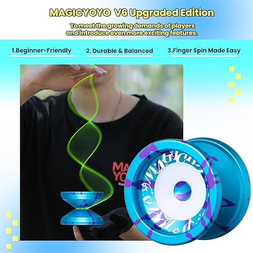 Miniatura 6 de MAGICYOYO Yoyo profesional sensible para niños de 8 a 12 años, V6 Locus de doble función para adultos, yoyo de truco giratorio de dedo con