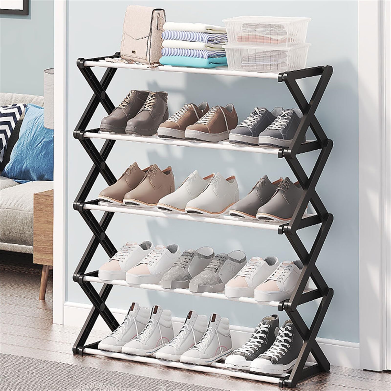 Estantería de Metal Foldable Multi-Tier Metal Shoe Rack