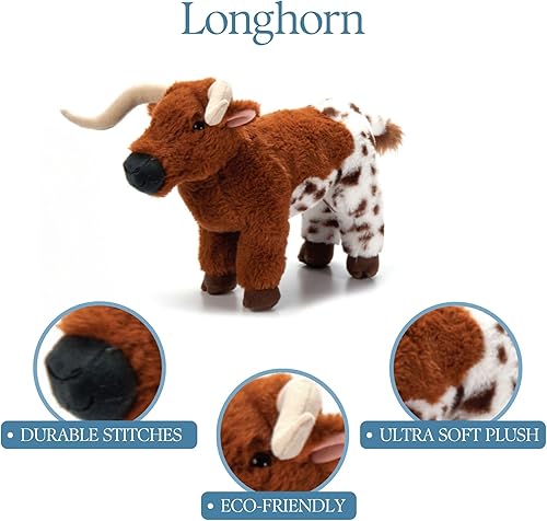 Miniatura 4 de The Petting Zoo Longhorn - Peluche de animales salvajes, regalos para niños, animales salvajes de Onez, peluche de cuerno largo de 12 pulgadas