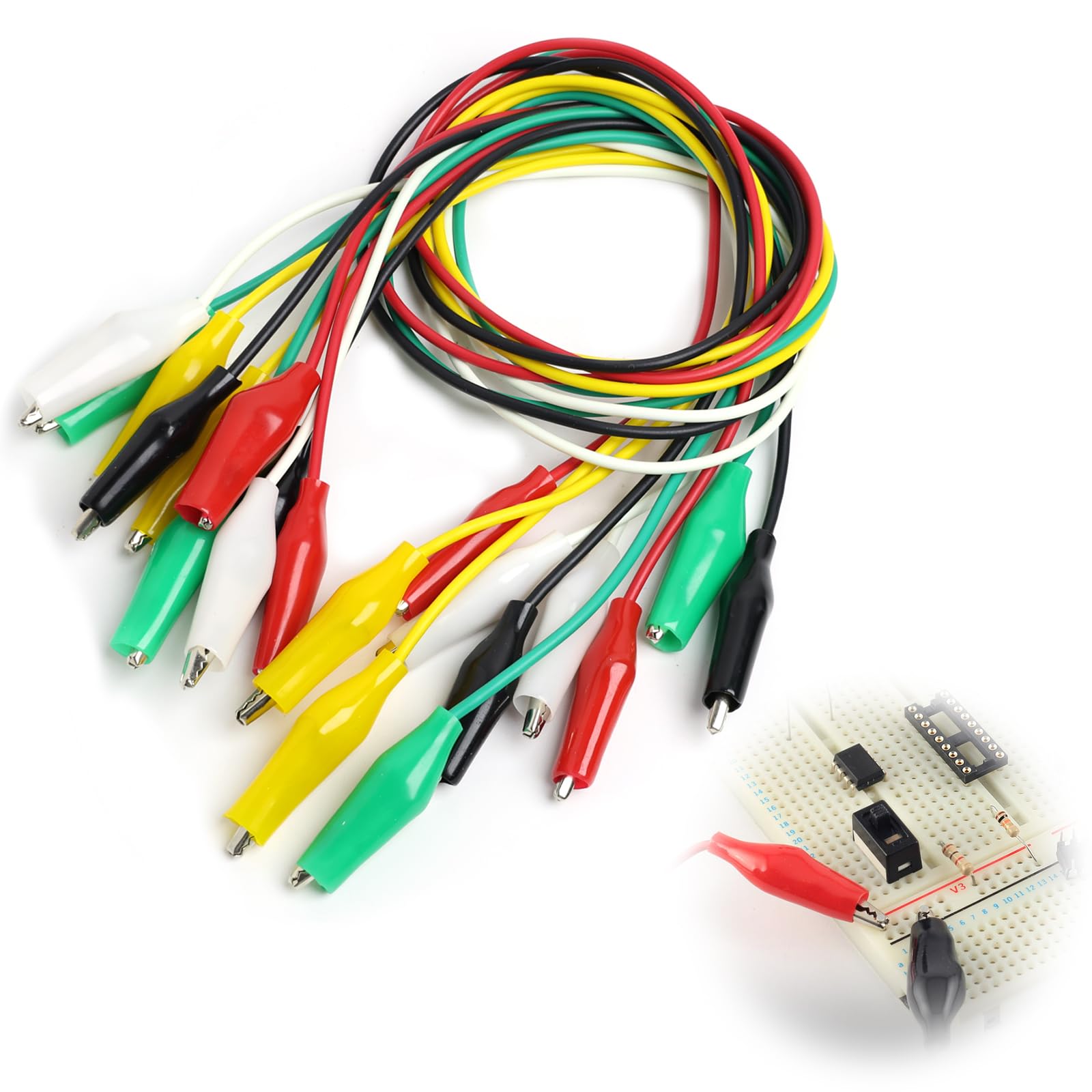 10 Pinces Crocodiles Fils De Test Pour Multimètre – 50 Cm, 24 AWG, Isolées PVC, Couleurs Assorties Pour électronique/voiture