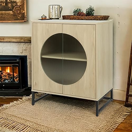 Miniatura 1 de Gabinete con puertas de cristal, gabinete de baño de 26 pulgadas, gabinete de almacenamiento para cocina de pared con 2 puertas, aparador de buffet