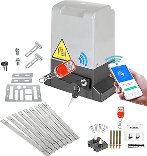 Schiebetorantrieb Set bis 1200KG oder 12M, Smart WiFi Schiebetor Hoftorantrieb 550W Garagentorantrieb mit 2 Fernbedienung Toröffner, Automatische Schließfunktion mit 4m Zahnstange