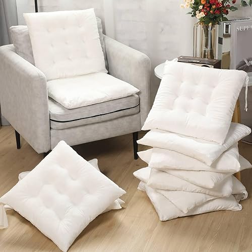 Miniatura 4 de Timgle Paquete de 16 cojines de asiento para silla, cojines de patio para muebles, almohadillas para sillas con lazos, tapetes antideslizantes para