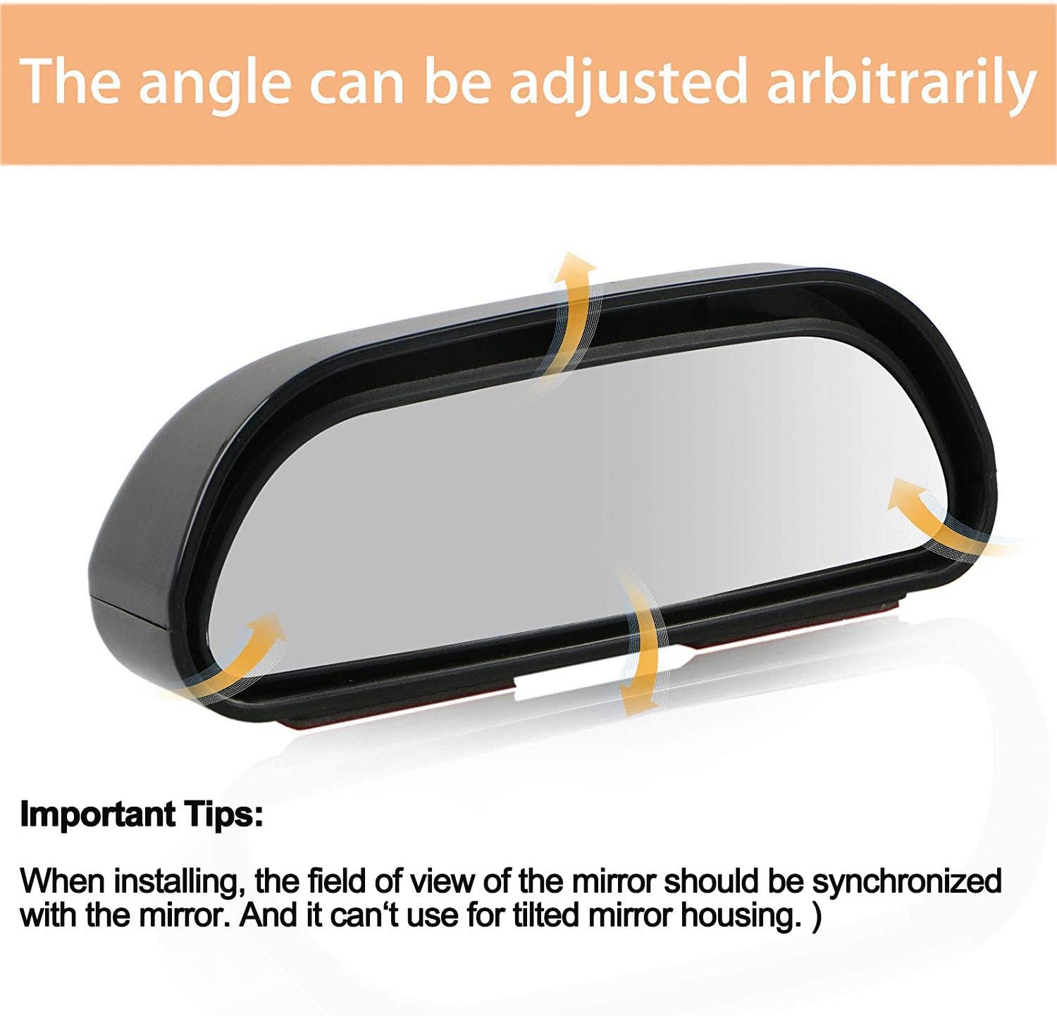EEEKit 2 Pack Blind Spot Mirror, Adjustable 360 Degree HD Glass Rear View Mirror Accessories Wide Angle Mirror for Blind Spot Side and Traffic Safety, Universal Fit for Car SUV Truck (Rectangle)