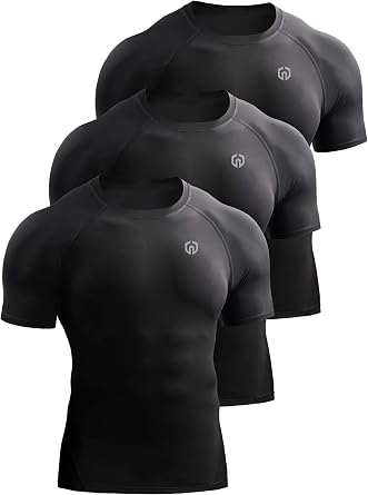 NELEUS Mens 3 or 4 Pack Workout Athletic Compression Shirts