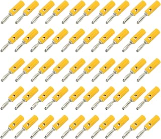 Akozon JT-002 4mm New Type Banana Plug Copper Alloy Screw Terminal Connector - Solderless Connection for Teaching Instruments (Yellow)