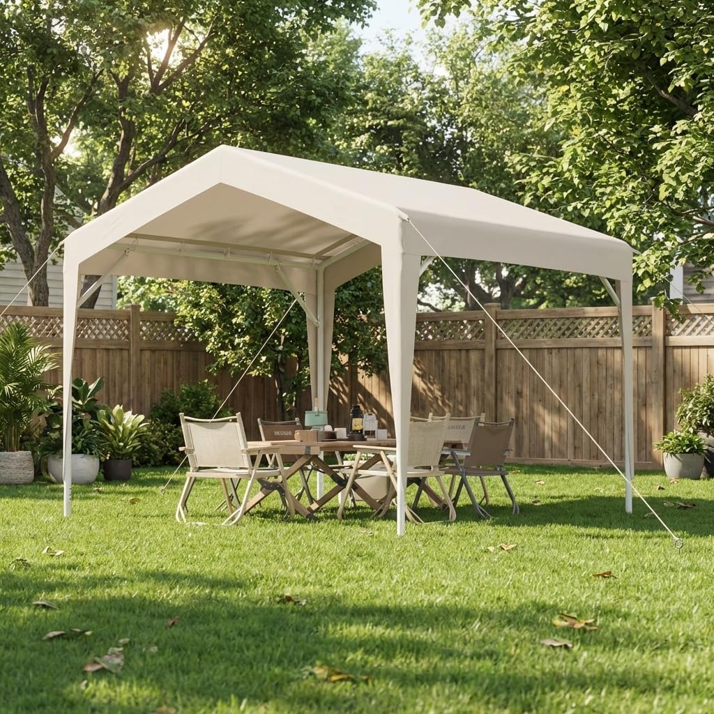 IDEALHOUSE 9x9 ft Pop Up Canopy Tent, Instant Outdoor Gazebo with Water-Resistant & UV Protected Oxford Fabric, Heavy Duty Event Tent for Farmers Market, Backyard Party, Camping & Vendors, White
