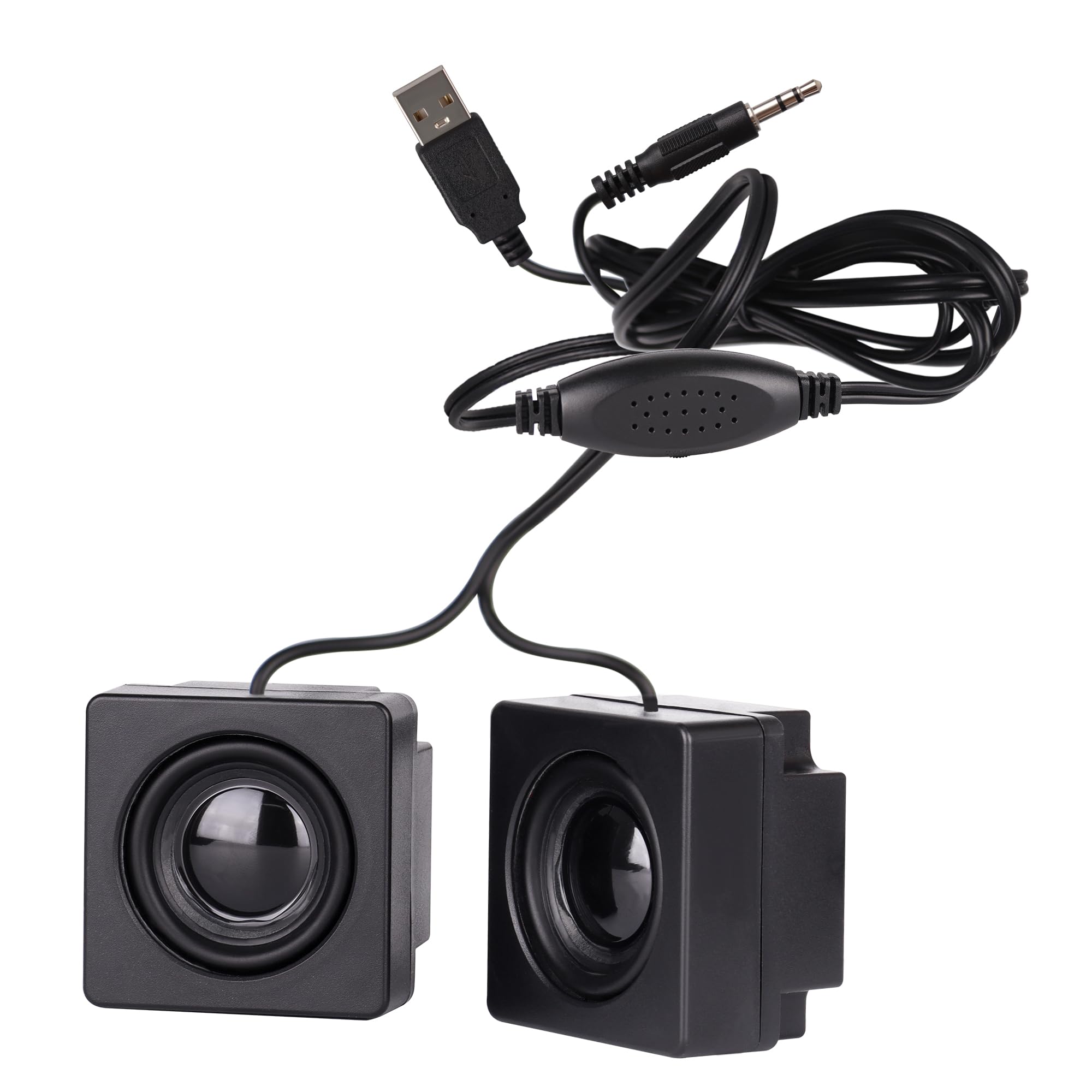 Altoparlanti USB per computer, mini altoparlanti da scrivania, alimentati tramite USB, da 3,5 mm, TRS, con rotella di controllo del volume, per PC, laptop, tablet, telefono