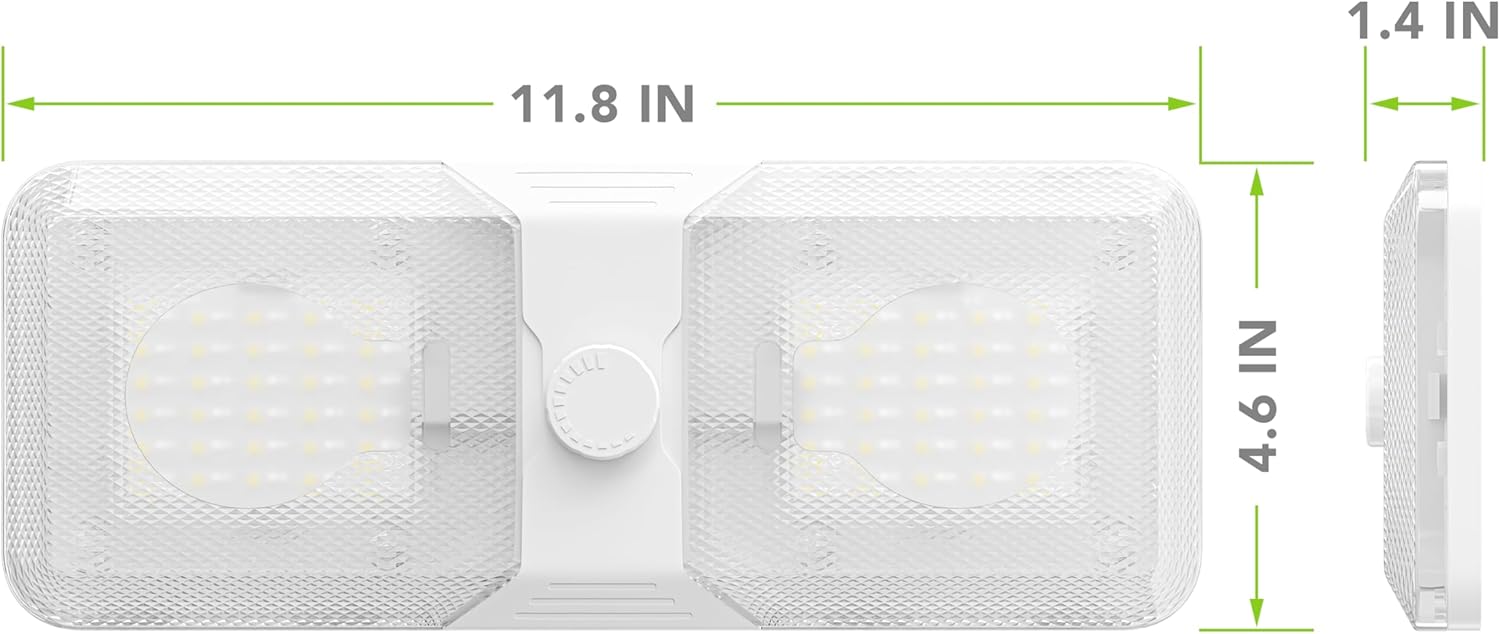 Leisure LED RV LED Ceiling Double Dome Light Fixture with Knob Dimmer Switch Interior Lighting for Car/RV/Trailer/Camper/Boat DC 12V 800LM Cool White 6000-6500K (5)