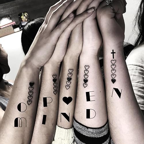 Miniatura 4 de Tatuajes de letras de nudillos, 6 hojas de tatuajes temporales del alfabeto, letras de recuerdos de fiesta para adultos y niños, brazo, cuerpo,