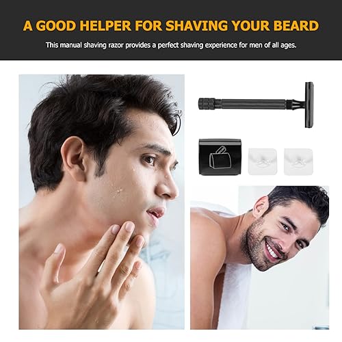 Miniatura 3 de FOMIYES 1 Unidades de herramientas portátiles para mujeres de lados vintage portacuchillos manual negro viejo barba estilo barba rasqueta caso