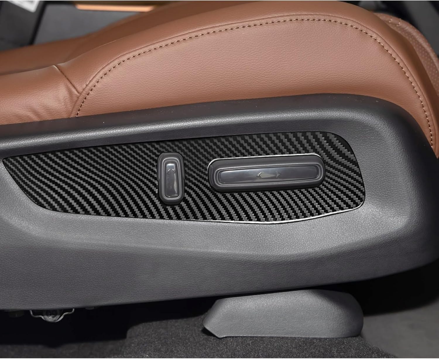 SUNJIKA Compatible with Stainless Steel Car Seat Adjustment Panel Cover Trim Interior Accessories for Honda CRV CR-V 2017 2018 2019 2020 2021 2022 (2pc Carbon Fiber Black)