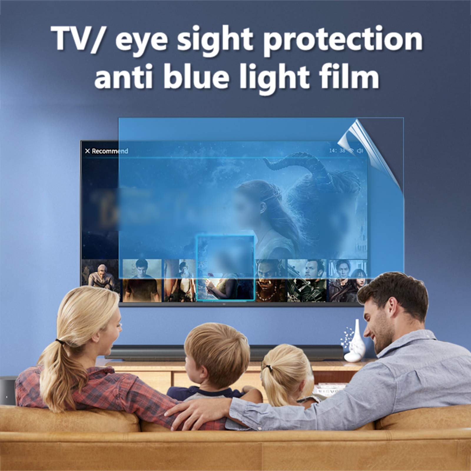 Przeciwodblaskowa ochrona ekranu telewizora, filtr przeciwodblaskowy filtr światła ochrona oczu ekran przeciw zadrapaniom folia ultra przezroczysta sprawia, że światło miękkie do LCD/LED, 50" (1095 * 616)