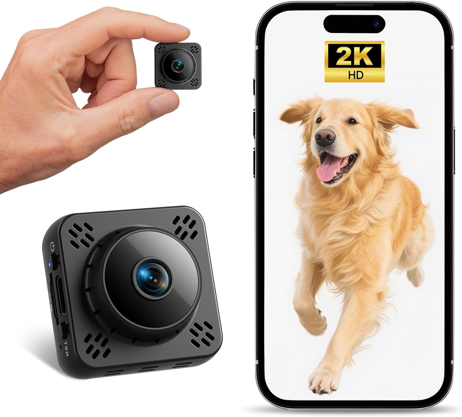 Mini Digital camera, Nanny Cam for Dwelling Safety, 2K Wi-fi WiFi Digital camera with Free Cloud & No WiFi Wanted, Movement Detection & Night time Imaginative and prescient for Nanny/Child Monitor/Pet