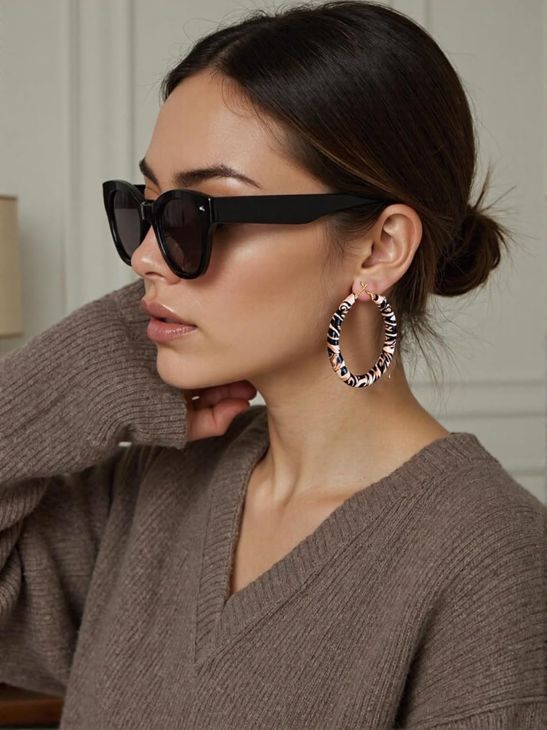 Gold Leopard Print Hoop Earrings for Women – Lightweight Statement Earrings, Gold-Plated with Sterling Silver Posts - Image 4