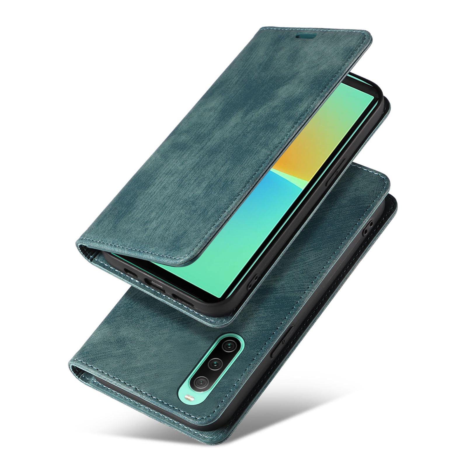 Funda para Sony Xperia 1 IV, Magnética Funda con Ranura para Tarjetas Y Soporte Plegable A Prueba De Golpes Anti-Rasguño Estuche,Negro