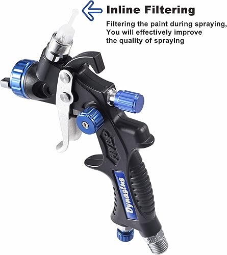 Miniatura 6 de Dynastus Pulverizador profesional de pintura con detalle de pistola de aire HVLP compuesta de 20 onzas boquilla de 0079in con kits de regulador de