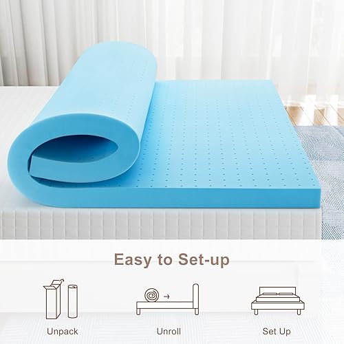 Miniatura 5 de Cubrecolchón firme de espuma de 3 pulgadas, tamaño individual, espuma pura de alta densidad, soporte corporal y alivio de presión, diseño ventilado,