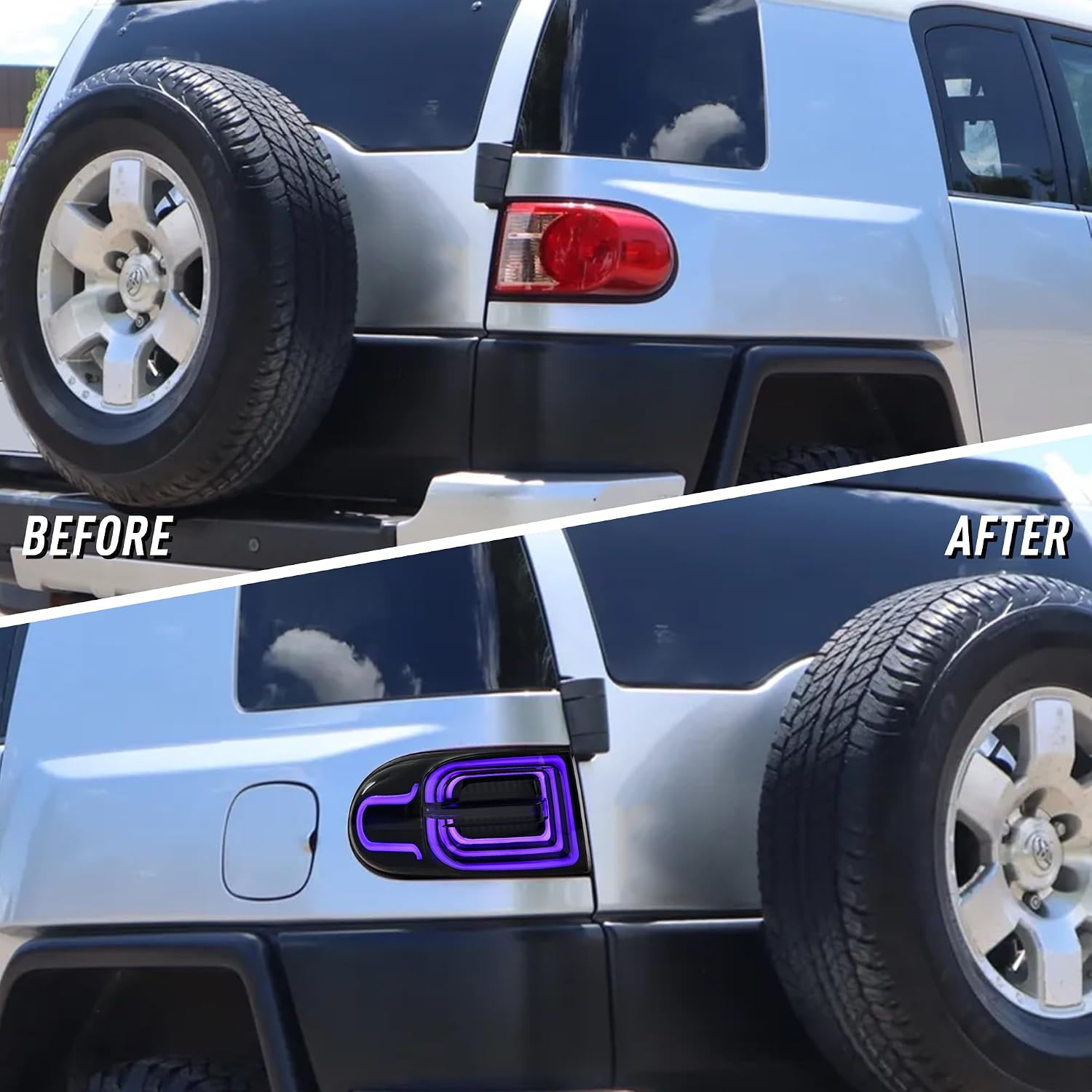 letsdate LETSLATE Tail Lights Compatible For FJ Cruiser 2007-2014 Base Model, Led Rear Lmaps w/Start-up Animation w/Amber Sequential Turn Signal, Plug and Play Multicolor