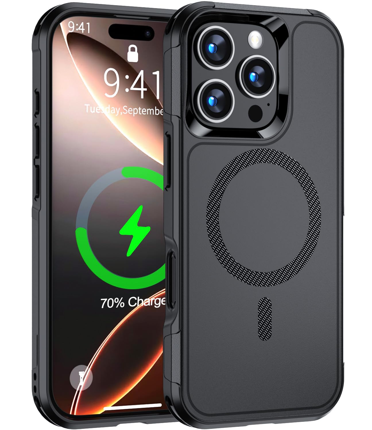 ATETEO for iPhone 16 Pro Max Case, Magnetic Case for iPhone 16 Pro Max 6.9 Inch [Compatible with Magsafe] [Military Grade Protection] Slim & Tough Phone Cover, Shockproof Phone Case Black