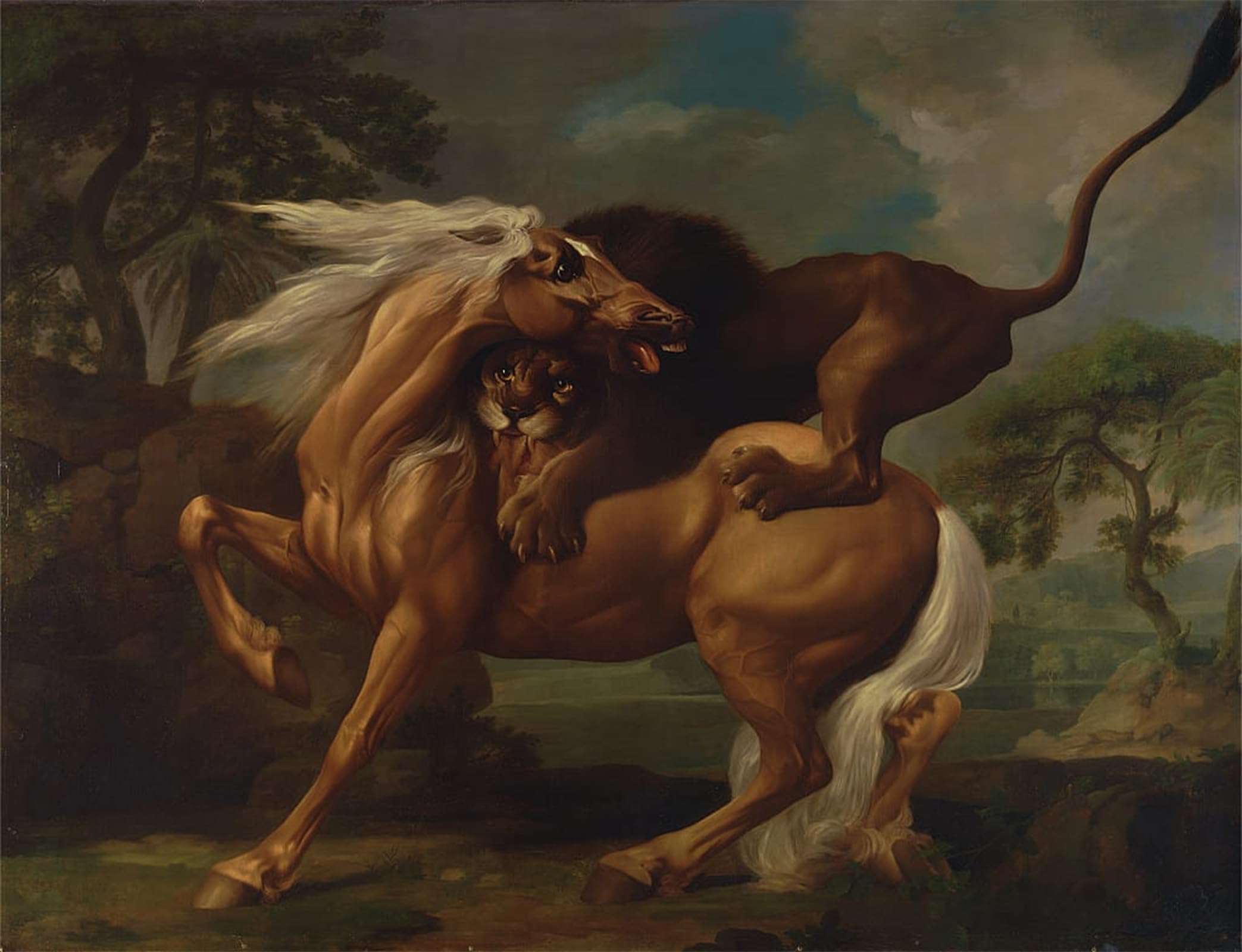 Serendipitp No Frame Vintage Wall Art Canvas Nordic Poster Canvas Print Picture A Lion Attacking A Horse By George Stubbs Wall Art Poster For Home Decor 60X90cm