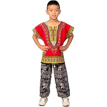 LOFBAZ African Dashik Shirt for Kids Unisex Boys Girls Child Toddler T-Shirts