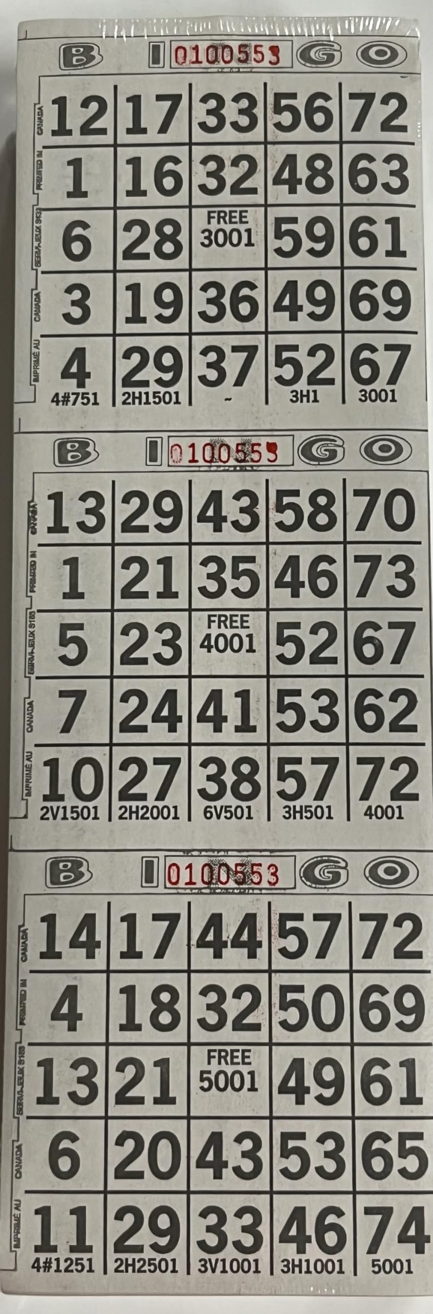 The Ticket Gurus-3 on Bingo Paper Game Cards - 500 Sheets - 4 Inch by 12 Inch Size (White)