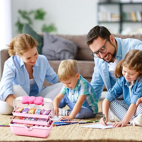 Miniatura 4 de DI QIU REN Caja de almacenamiento multiusos de tres capas de 11 pulgadas, organizador de manualidades, caja de almacenamiento portátil de plástico