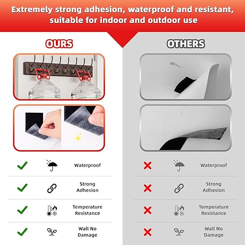 Miniatura 4 de Cinta de Gancho y Velcro de 2 pulgadas x 4 pulgadas x 10 Pares, Tira de Adhesión Resistente, Cinta Autoadhesiva de Enclavamiento, Tiras de Montaje