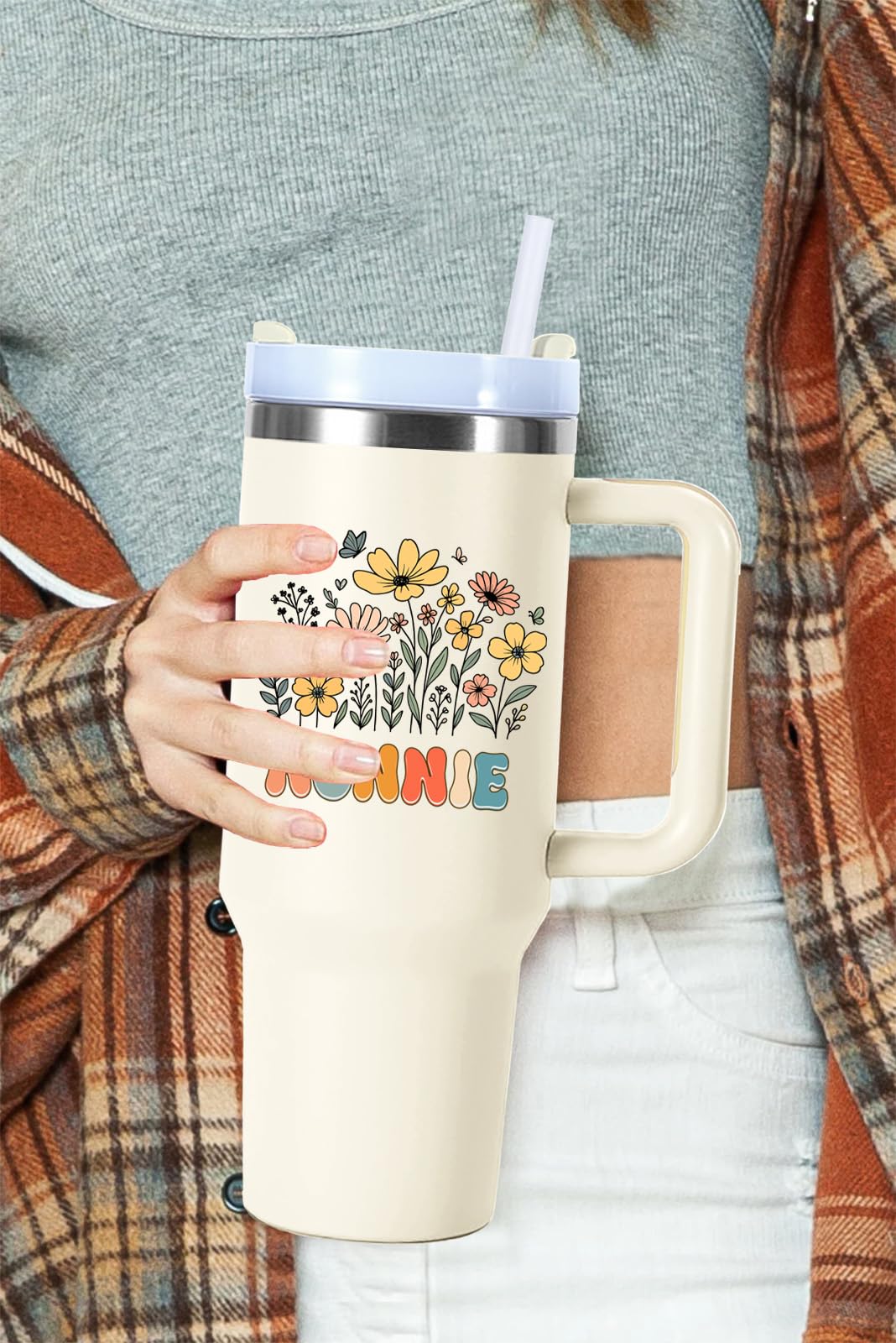 40 oz Nonnie Cups Tumbler with Handle.40 oz Nonnie Gifts for Grandma from Grandkids.40 oz Nonnie Mothers Day Christmas Birthday Gifts Tumbler with Straw.