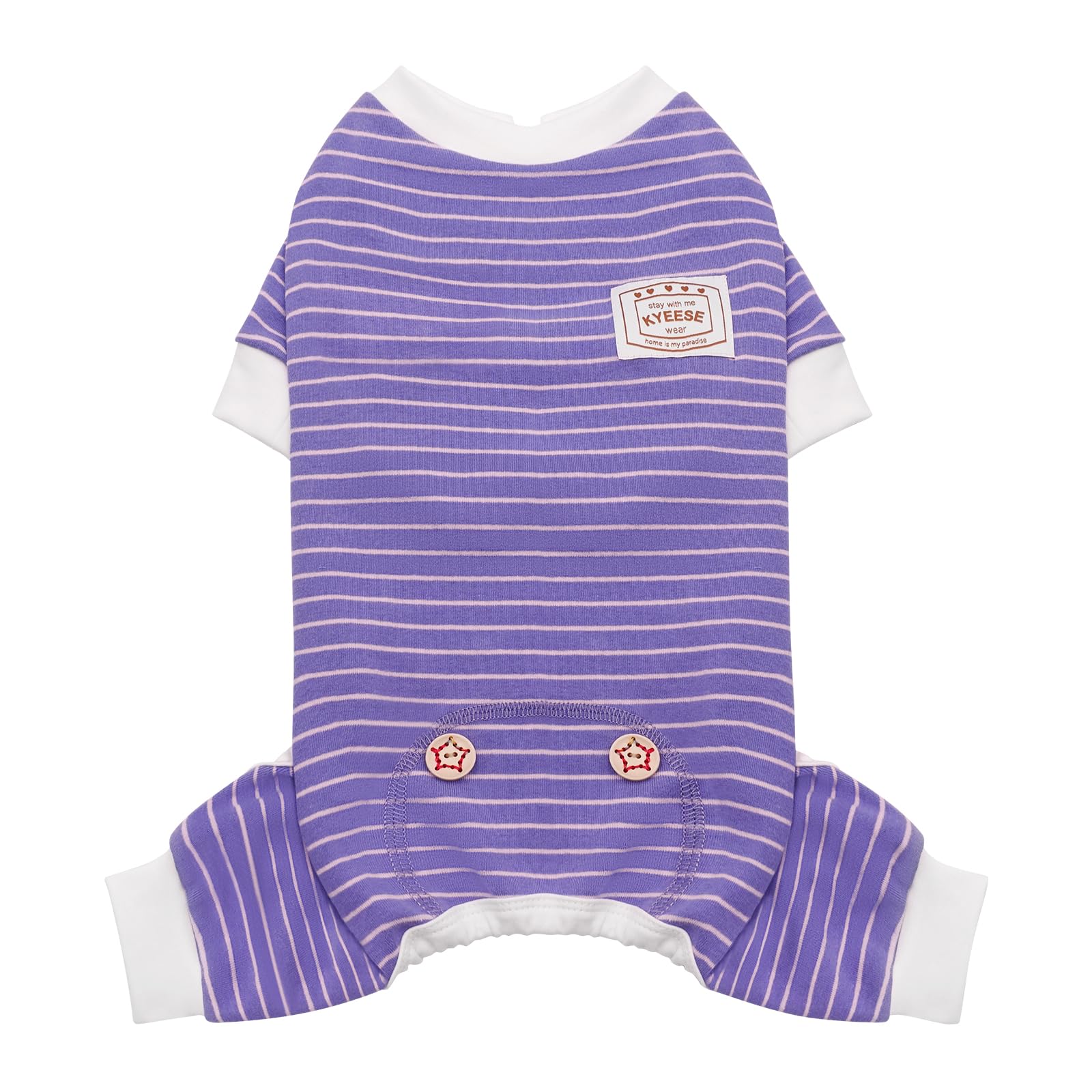 KYEESE Dog Pajamas Striped Pet Jumpsuit Soft Doggie Jammies Lightweight Onesie 4 Legs PJS Stretchable Dog Pajamas Breathable Costumes Comfortable