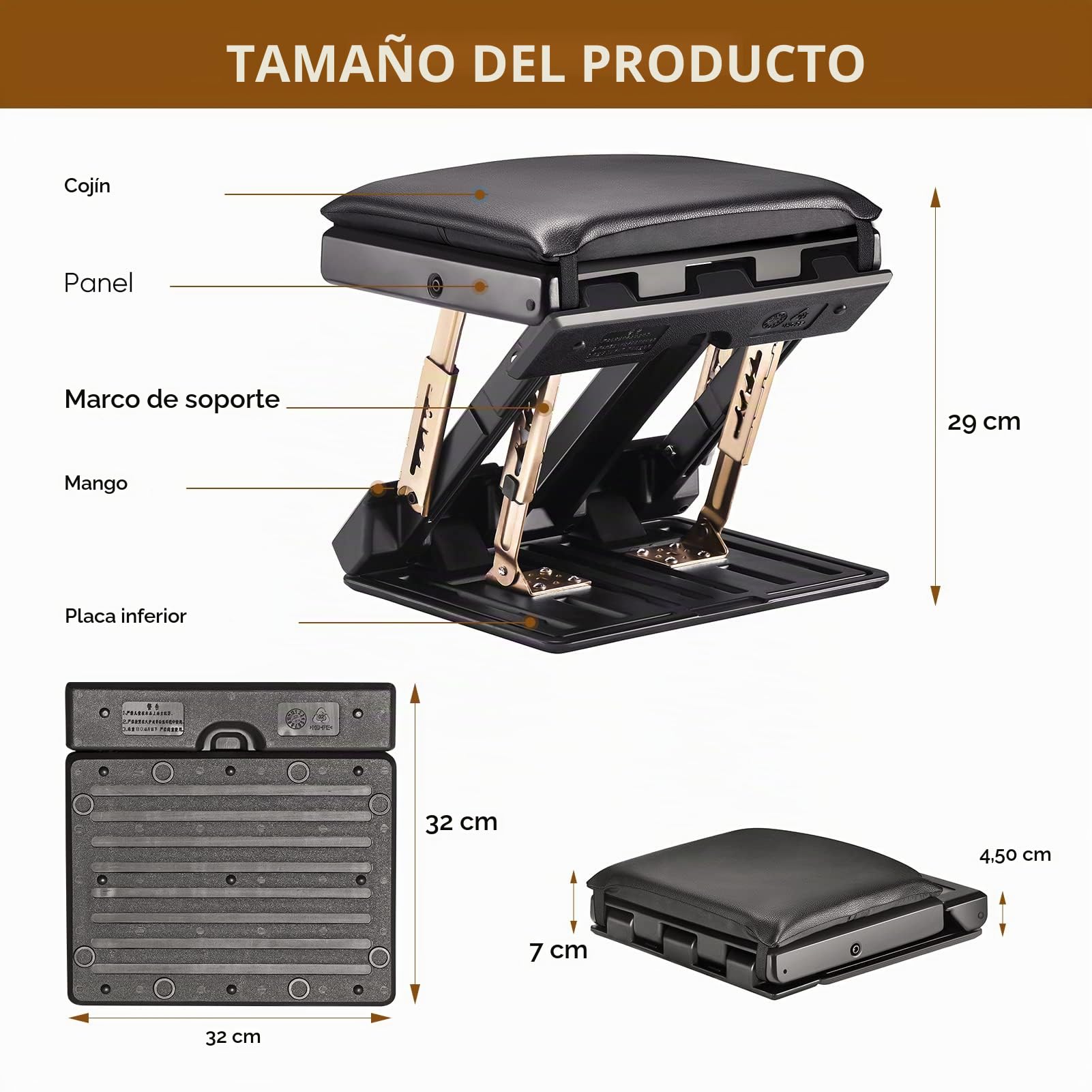 Reposapiés Ergonómico Ajustable para Oficina y Viajes, Antideslizante con Función de Masaje en 4 Niveles de Altura y Ángulo