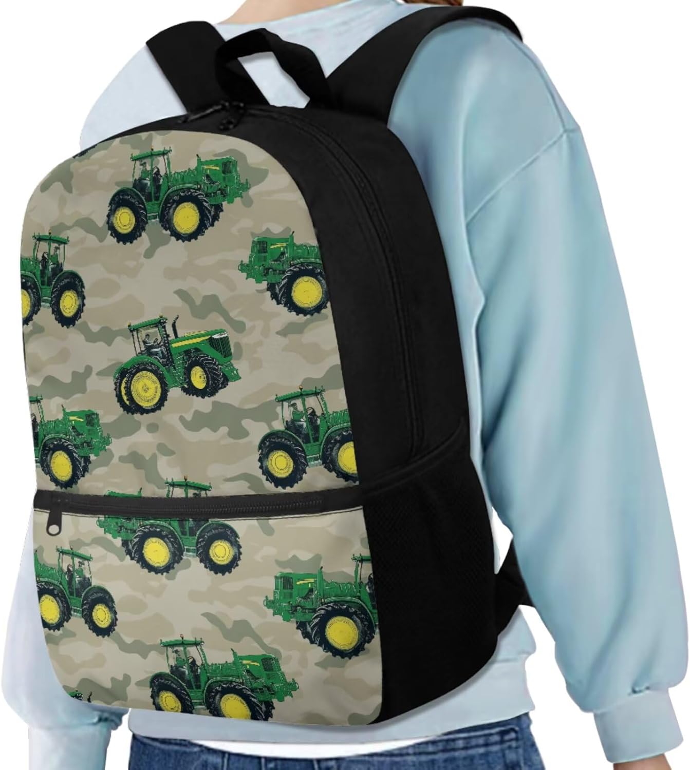Tractor Backpack for Boys 3 Pieces School Backpacks with Lunch Box & Pencil Pouch for Preschool Elementary Bookbag Set